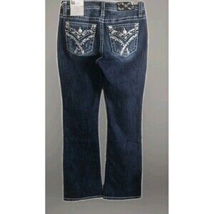 Miss Me Mid Rise Bootcut Jeans Women 29 x 32 Embellished Rhinestone Pockets NWT